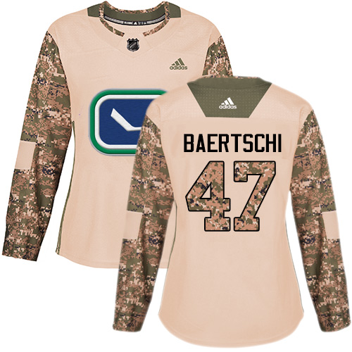 Adidas Vancouver Canucks #47 Sven Baertschi Camo Authentic 2017 Veterans Day Women's Stitched Jersey Womens