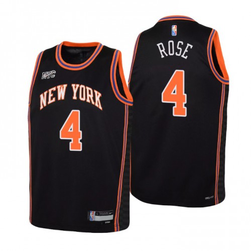 New York New York Knicks #4 Derrick Rose Youth Black 2021/22 Swingman Jersey - City Edition Youth