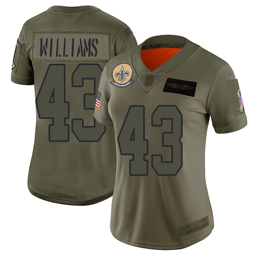 New Orleans Saints #43 Marcus Williams Camo Women's Stitched Limited 2019 Salute to Service Jersey Womens