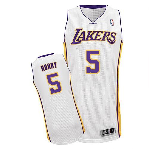 Los Angeles Lakers #5 Robert Horry White Throwback Stitched Jersey Mens