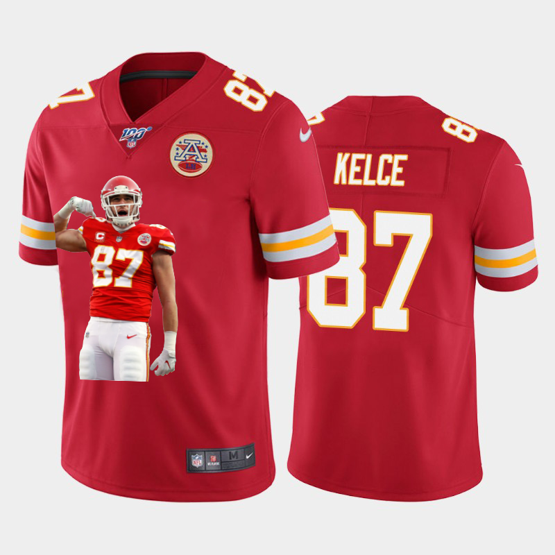 Kansas City Chiefs #87 Travis Kelce Team Hero 3 Vapor Limited 100 Jersey Red