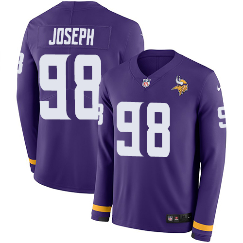 Minnesota Vikings #98 Linval Joseph Purple Team Color Men's Stitched Limited Therma Long Sleeve Jersey Men's