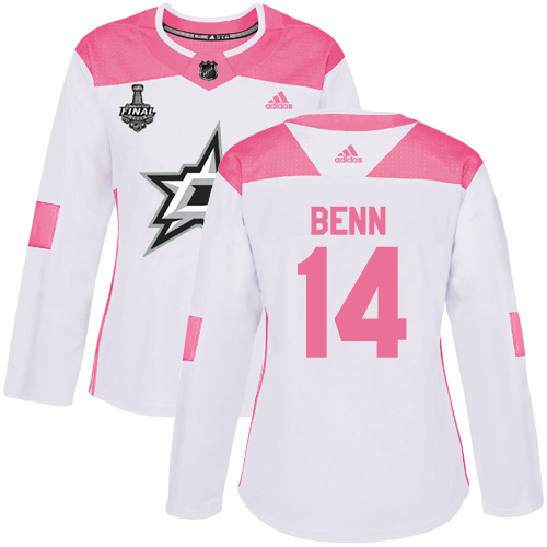Adidas Dallas Stars #14 Jamie Benn White/Pink Authentic Fashion Women's 2020 Stanley Cup Final Stitched Jersey Womens