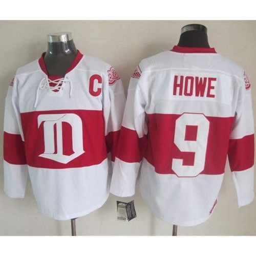 Detroit Red Wings #9 Gordie Howe White Winter Classic CCM Throwback Stitched Jersey Men's