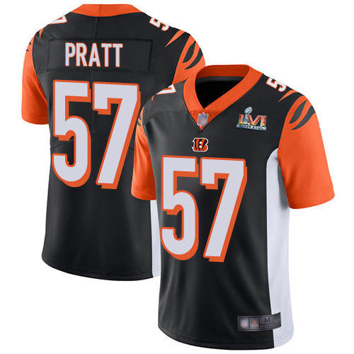 Cincinnati Bengals #57 Germaine Pratt Black Team Color Super Bowl LVI Patch Men's Stitched Vapor Untouchable Limited Jersey Men's
