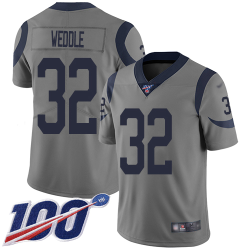 Los Angeles Rams #32 Eric Weddle Gray Men's Stitched Limited Inverted Legend 100th Season Jersey Men's
