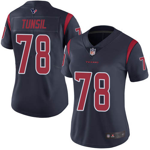 Houston Texans #78 Laremy Tunsil Navy Blue Women's Stitched Limited Rush Jersey Womens