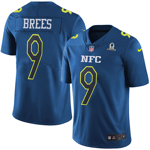 Saints #9 Drew Brees Navy Men's Stitched Limited NFC 2017 Pro Bowl Jersey
