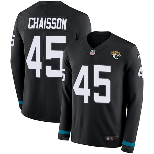 Jacksonville Jaguars #45 K'Lavon Chaisson Black Team Color Youth Stitched Limited Therma Long Sleeve Jersey Youth
