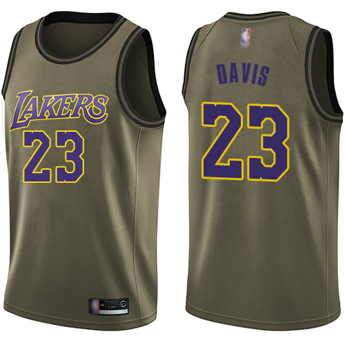Los Angeles Lakers #23 Anthony Davis Green Youth Swingman Salute to Service Jersey Youth