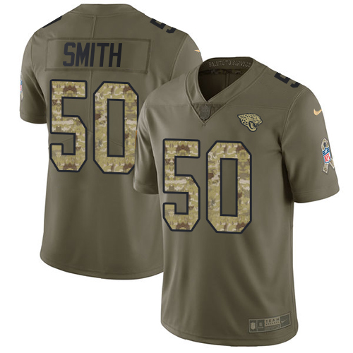Jacksonville Jaguars #50 Telvin Smith Olive/Camo Youth Stitched Limited 2017 Salute to Service Jersey Youth