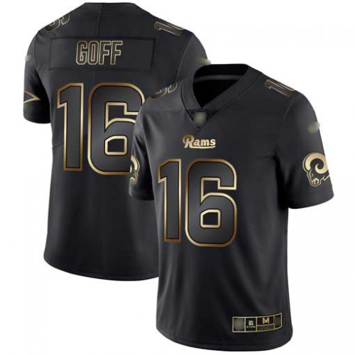 Los Angeles Rams #16 Jared Goff Black/Gold Men's Stitched Vapor Untouchable Limited Jersey Men's