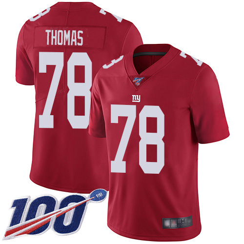 New York Giants #78 Andrew Thomas Red Men's Stitched Limited Inverted Legend 100th Season Jersey Men's