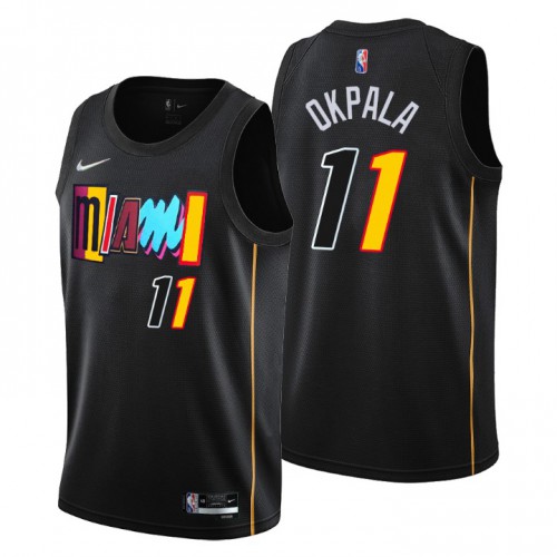 Miami Miami Heat #11 KZ Okpala Mens Black 2021/22 Swingman Jersey - City Edition Mens