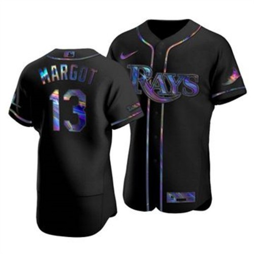 Tampa Bay Tampa Bay Rays #13 Manuel Margot Men's Iridescent Holographic Collection Jersey - Black Men's