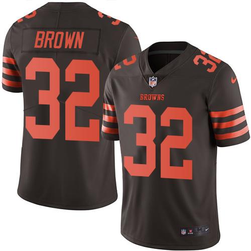 Browns #32 Jim Brown Brown Men's Stitched Limited Rush Jersey