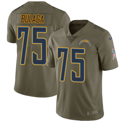 Los Angeles Chargers #75 Bryan Bulaga Olive Men's Stitched Limited 2017 Salute To Service Jersey Men's