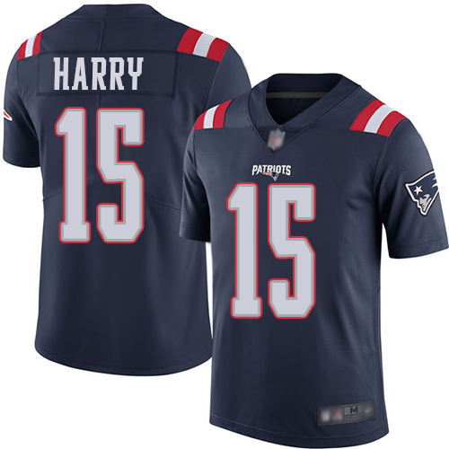 New England Patriots #15 N'Keal Harry Navy Blue Youth Stitched Limited Rush Jersey Youth