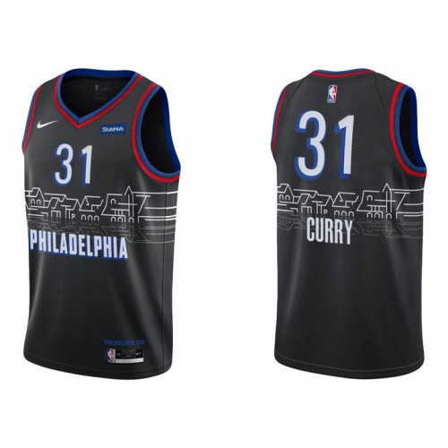 Philadelphia 76ers #31 Seth Curry Black Swingman 2020-21 City Edition Jersey Mens