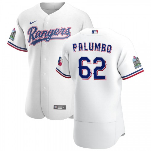 Texas Texas Rangers #62 Joe Palumbo Men's White Home 2020 Authentic Patch Player Jersey Men's