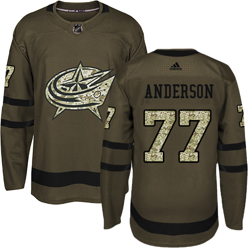 Adidas Columbus Blue Jackets #77 Josh Anderson Green Salute to Service Stitched Jersey Men's