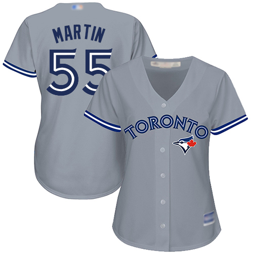 Toronto Blue Jays #55 Russell Martin Grey Road Women's Stitched Jersey Womens