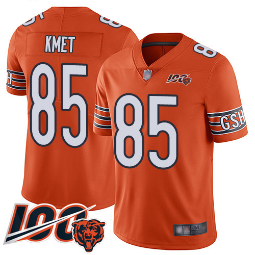Chicago Bears #85 Cole Kmet Orange Men's Stitched Limited Rush 100th Season Jersey Men's
