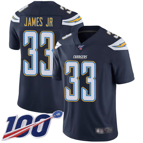 Chargers #33 Derwin James Jr Navy Blue Team Color Youth Stitched 100th Season Vapor Limited Jersey