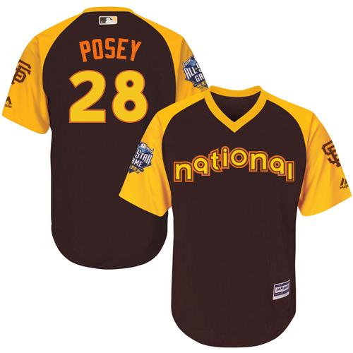 San Francisco Giants #28 Buster Posey Brown 2016 All-Star National League Stitched Youth Jersey Youth