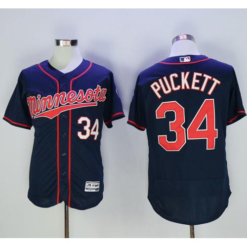Minnesota Twins #34 Kirby Puckett Navy Blue Flexbase Authentic Collection Stitched Jersey Men's