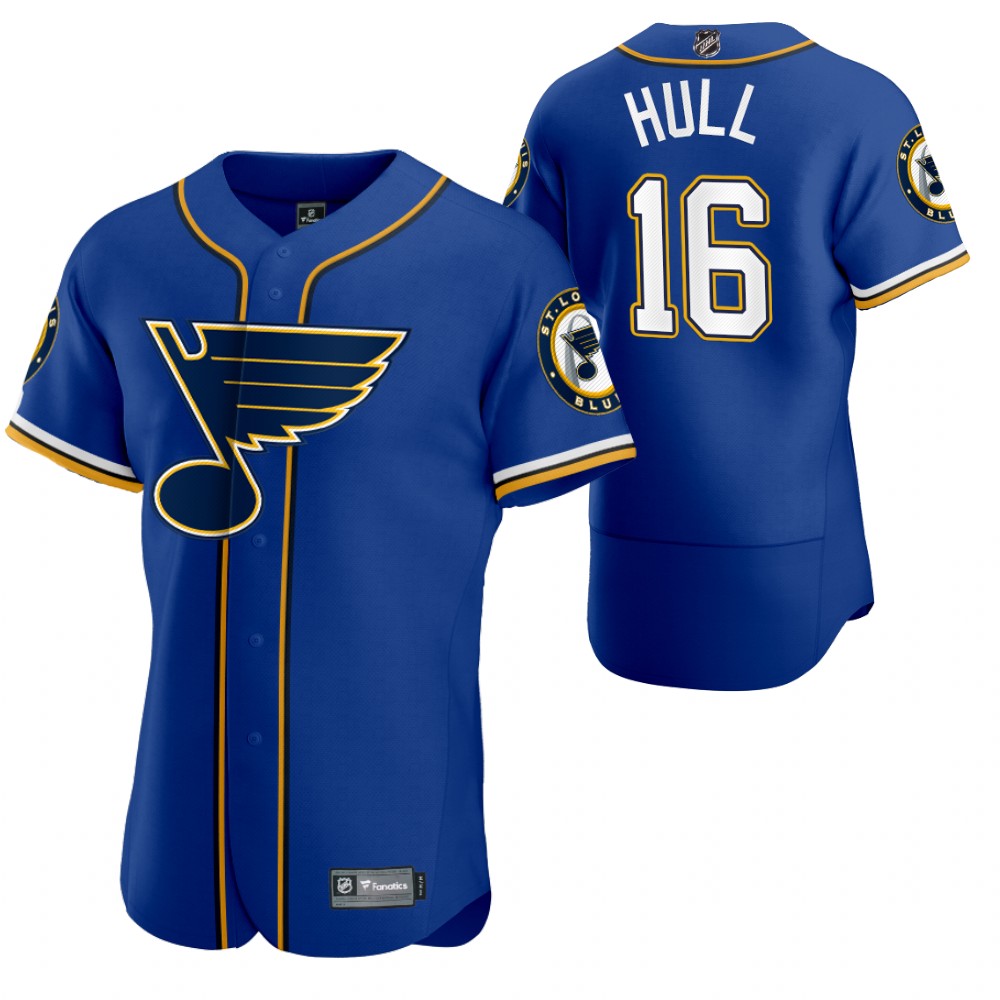 St. Louis Blues #16 Brett Hull Men's 2020 X Crossover Edition Baseball Jersey Blue
