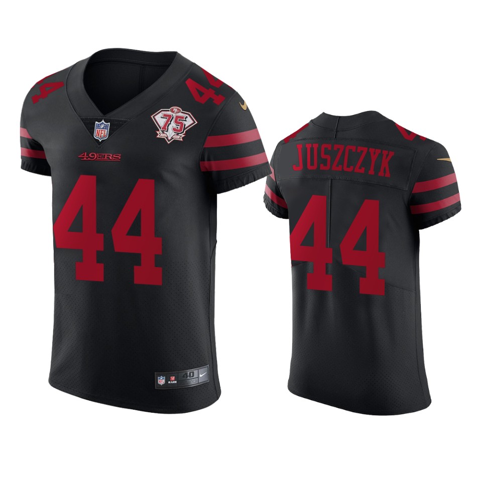 49ers #44 Kyle Juszczyk Black Alternate Men's 75th Anniversary Stitched Vapor Untouchable Elite Jersey