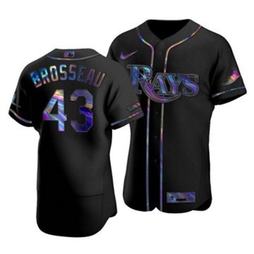 Tampa Bay Tampa Bay Rays #43 Mike Brosseau Men's Iridescent Holographic Collection Jersey - Black Men's