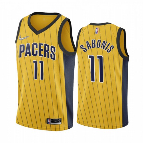 Indiana Indiana Pacers #11 Domantas Sabonis Gold Swingman 2020-21 Earned Edition Jersey Mens
