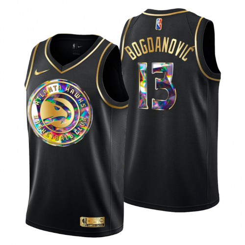 Atlanta Atlanta Hawks #13 Bogdan Bogdanovic Mens Golden Edition Diamond Logo 2021/22 Swingman Jersey - Black Mens