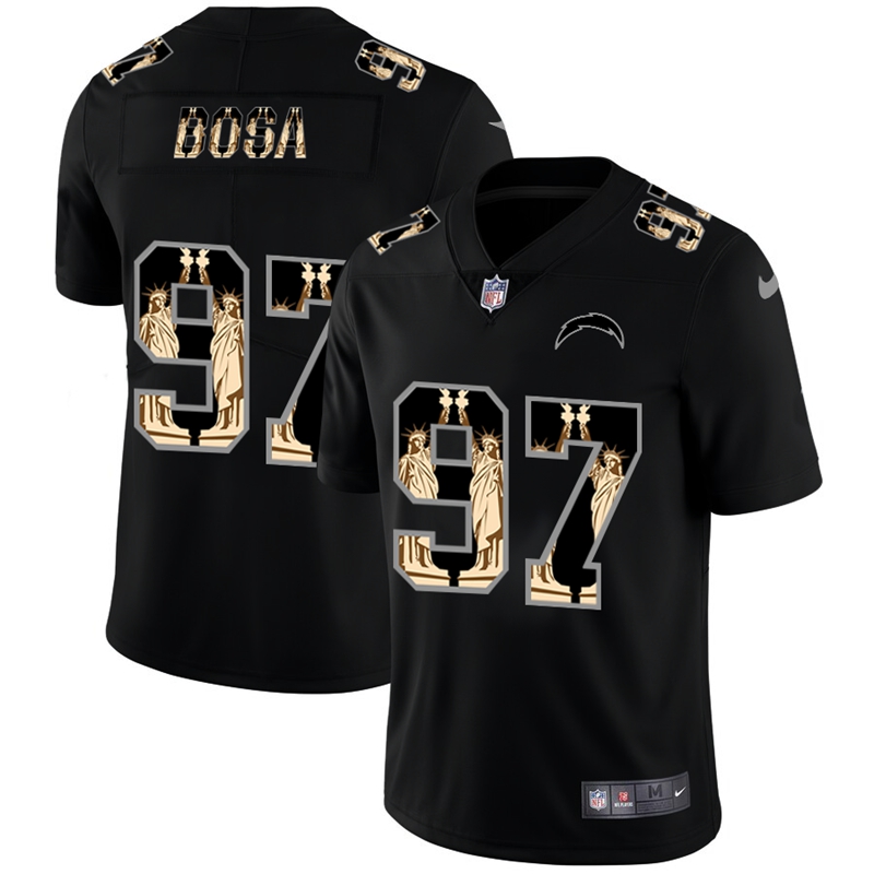 Los Angeles Chargers #97 Joey Bosa Carbon Black Vapor Statue Of Liberty Limited Jersey