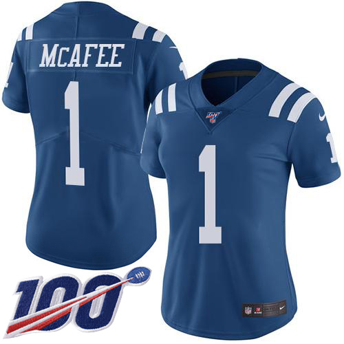 Colts #1 Parris Campbell Royal Blue Women's Stitched Limited Rush 100th Season Jersey