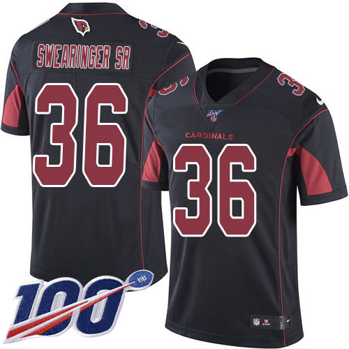 Arizona Cardinals #36 D.J. Swearinger Sr. Black Men's Stitched Limited Rush 100th Season Jersey Men's