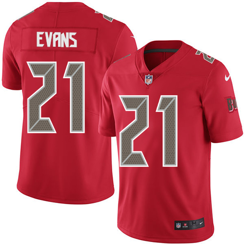 Tampa Bay Buccaneers #21 Justin Evans Red Men's Stitched Limited Rush Jersey Men's
