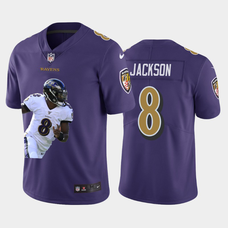 Baltimore Ravens #8 Lamar Jackson Team Hero 6 Vapor Limited Jersey Purple