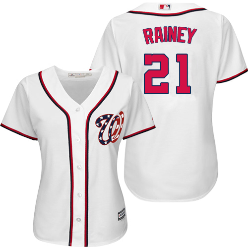 Washington Nationals #21 Tanner Rainey White Home Women's Stitched Jersey Womens