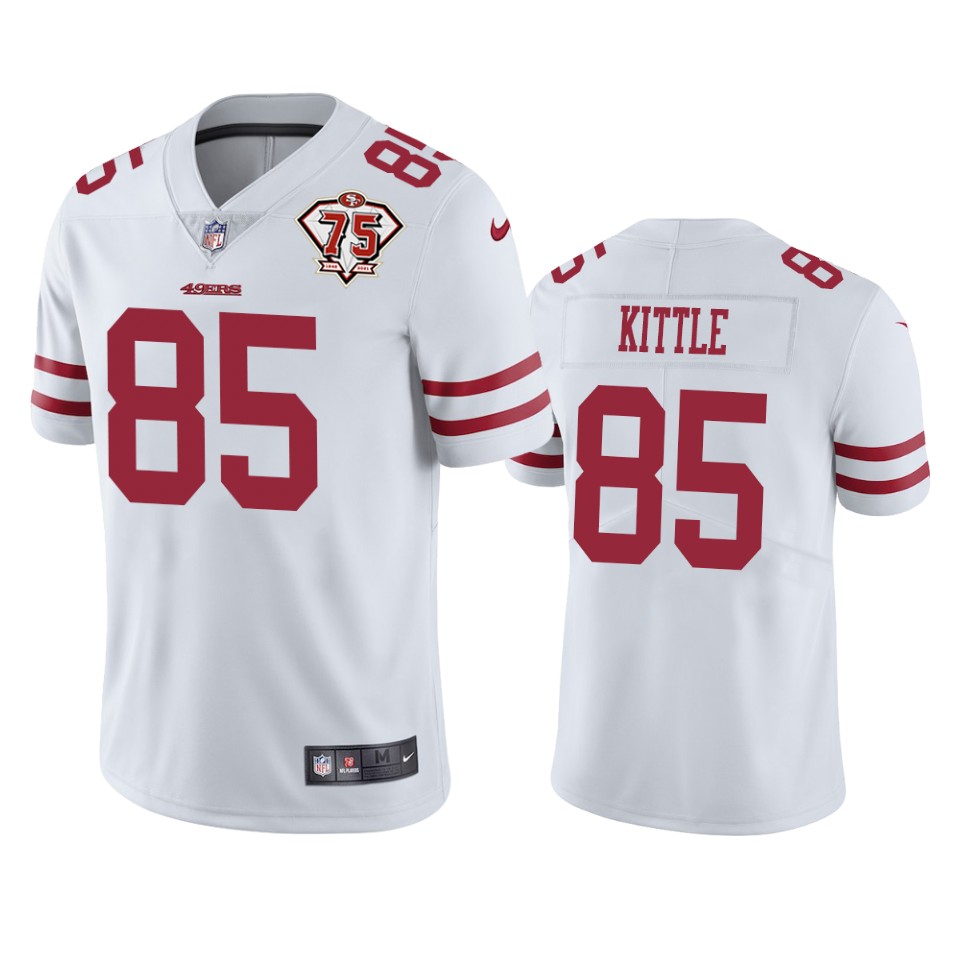 49ers #85 George Kittle White Men's 75th Anniversary Stitched Vapor Untouchable Limited Jersey