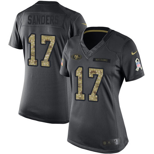 San Francisco 49ers #17 Emmanuel Sanders Black Women's Stitched Limited 2016 Salute to Service Jersey Womens