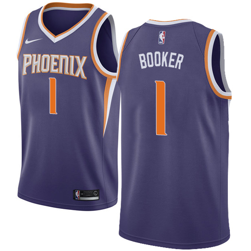 Phoenix Suns #1 Devin Booker Purple Womens Swingman Icon Edition Jersey Womens