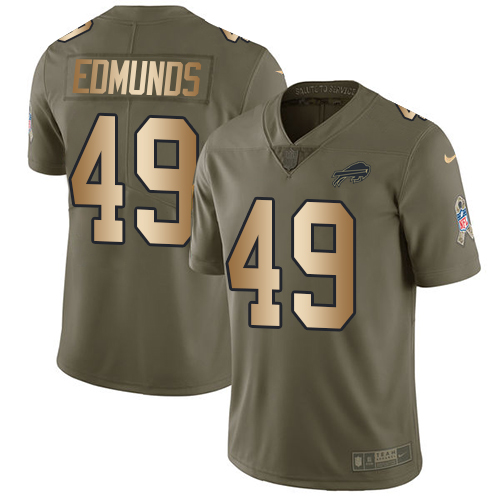 Bills #49 Tremaine Edmunds Olive/Gold Men's Stitched Limited 2017 Salute To Service Jersey