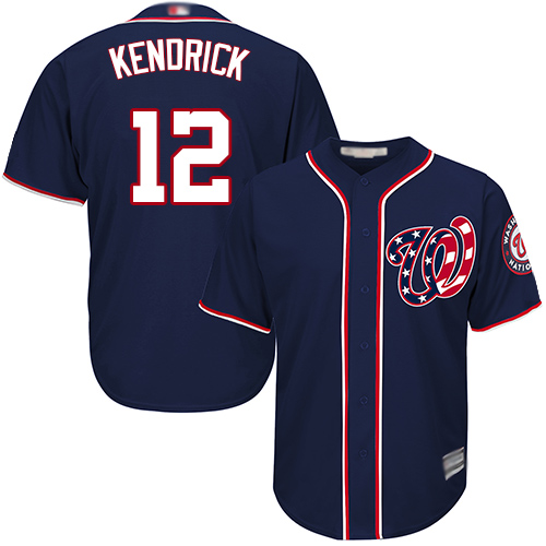 Washington Nationals #12 Howie Kendrick Navy Blue Cool Base Stitched Jersey Men's