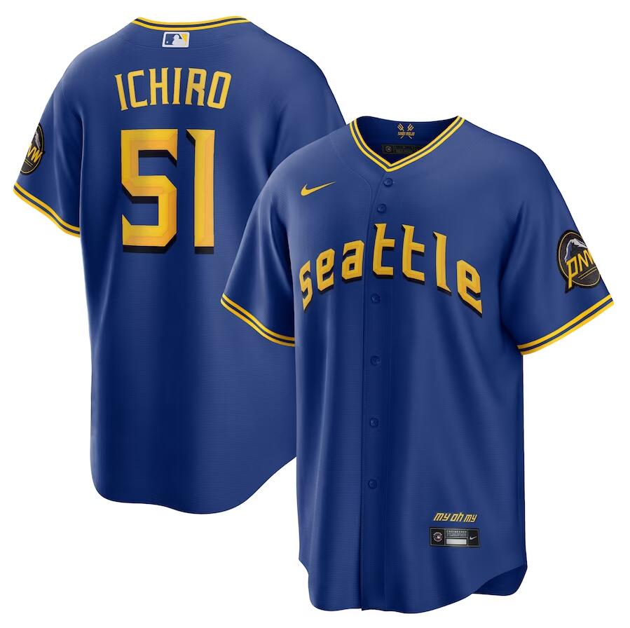 Seattle Mariners #51 Ichiro Suzuki Men's Royal 2023 City Connect Player Jersey