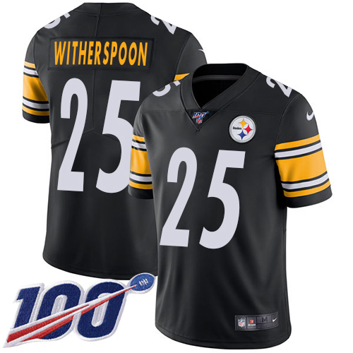 Steelers #25 Ahkello Witherspoon Black Team Color Men's Stitched 100th Season Vapor Limited Jersey