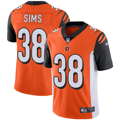 Cincinnati Bengals #38 LeShaun Sims Orange Alternate Youth Stitched Vapor Untouchable Limited Jersey Youth