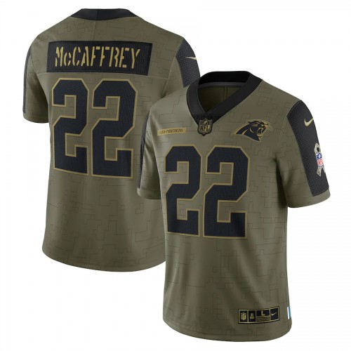 Carolina Carolina Panthers #22 Christian McCaffrey Olive 2021 Salute To Service Limited Player Jersey Men's